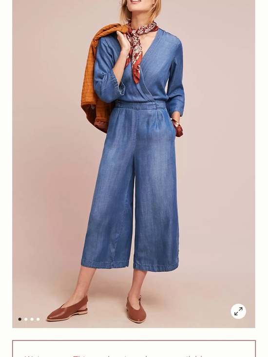 Anthropologie Pants - Anthropologie Cloth & Stone Chambray Tencel Jumpsuit XL Coastal Summer Wide Leg